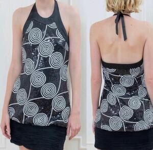Cache Y2K Glam Sequin Mini Halter Special Occasion Party Dress Size 6